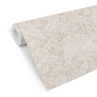 Floral Patterned Wallpaper Blossoms Ivory in baroque look - Bloomery Decor 