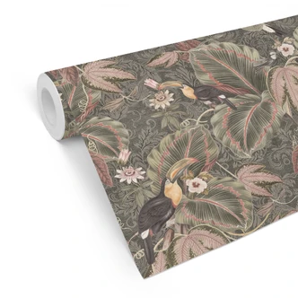 Jungle Patterned Wallpaper Toucan in the Tropical Forest - Bloomery Decor 
