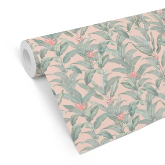 Botanical Patterned Wallpaper Urban Jungle Tropical Leaves Pink - Bloomery Decor 