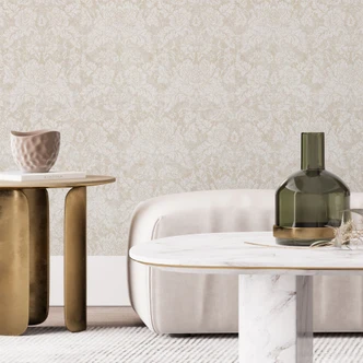 Floral Patterned Wallpaper Blossoms Ivory in baroque look - Bloomery Decor 
