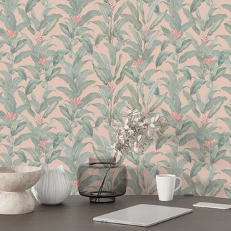 Botanical Patterned Wallpaper Urban Jungle Tropical Leaves Pink - Bloomery Decor 