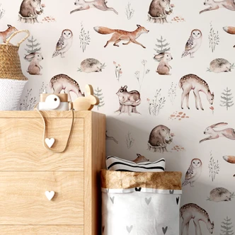 Patterned Wallpaper Kvilis - Forest Friends 