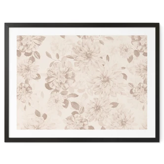 Flower Poster Dahlias Shabby Chic Beige - Bloomery Decor 