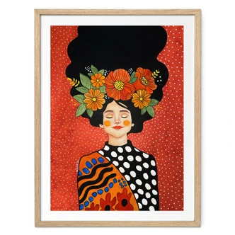 Poster Smiling woman with orange flowers - Hülya 