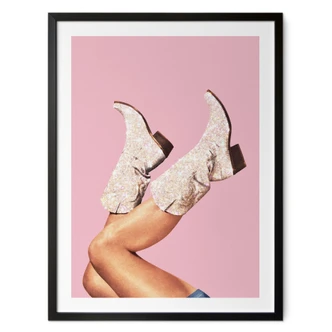 Poster Cowgirl with glitter boots in pink - Vertigo Artography 