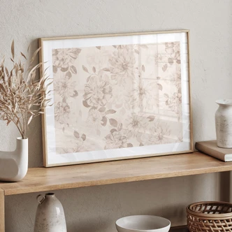 Flower Poster Dahlias Shabby Chic Beige - Bloomery Decor 