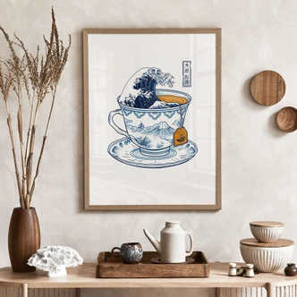 Poster Size wave tea in Hokusai style - Trinidad 
