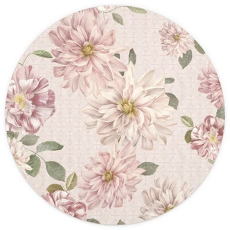 Wall Mural Dahlias Shabby Chic Pink - Bloomery Decor - Round 