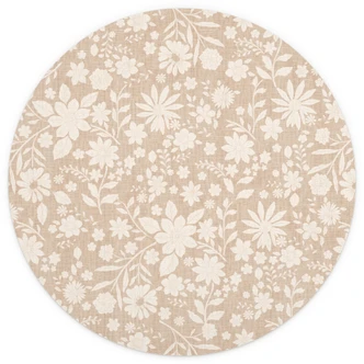 Wall Mural Vintage Flowers in Linen Look - Bloomery Decor - Round - Self-adhesive/non-woven 