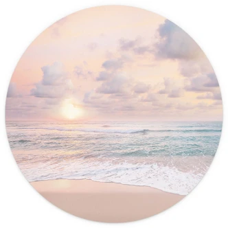 Wall Mural Sea Romance - Sunset over beach and sea - Sisi & Seb - Round - non self-adhesive/self-adhesive wallpapers 