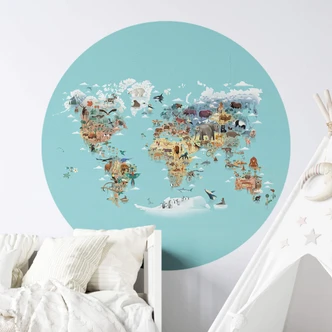 Wall sticker Braun - World Map 