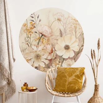 Wall sticker Vintage flowers in the meadow - Lola Peacock - Round 