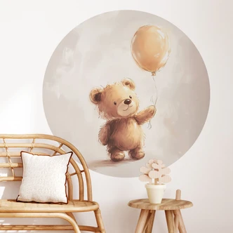 Baby room Wall sticker Little teddy bear with balloon - Magnusson - Round 