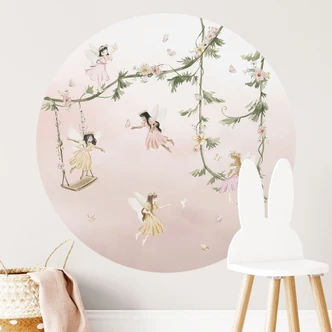 Wall sticker Little fairies above pink clouds - Oliver Robins 