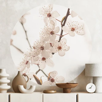 Flower Wall sticker Branch with white cherry blossoms - Sisi & Seb - Round 