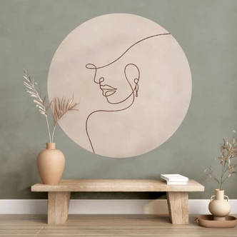Wall sticker Delicate contours of a woman - Line Art - Tunaboylu - Round 