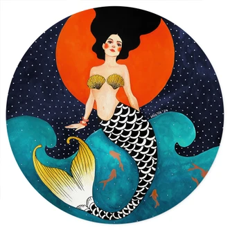 Wall sticker Mermaid in red moonlight - Hülya - Round 