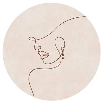 Wall sticker Delicate contours of a woman - Line Art - Tunaboylu - Round 