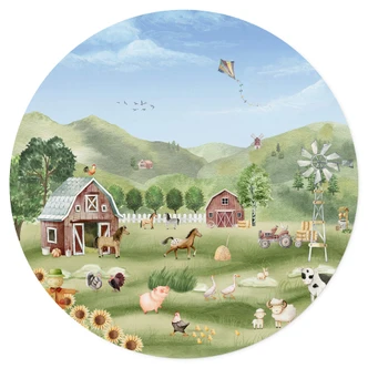 Wall sticker Oliver Robins - Colourful farm with animals 