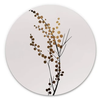 Alu-Dibond Wall Circle Kubistika - Golden Branch 