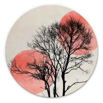 Alu-Dibond Wall Circle Kubistika - Sun, Moon and Trees 