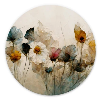 Alu-Dibond Wall Circle Treechild - Bouquet of Dried Flowers 