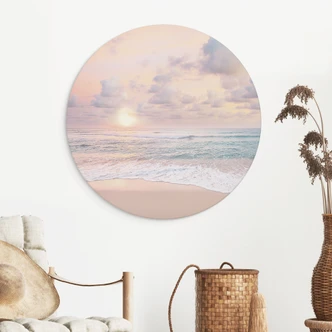 Wall Art Sunset over beach and sea - Sisi & Seb - Alu-Dibond Round 