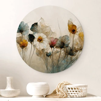 Alu-Dibond Wall Circle Treechild - Bouquet of Dried Flowers 