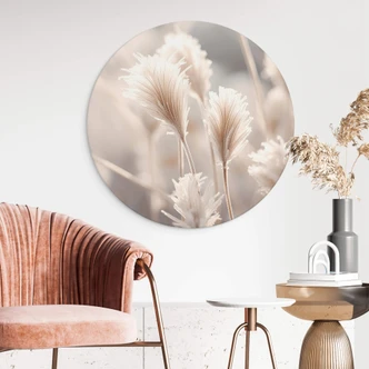 Alu-Dibond Wall Circle Pastel coloured grasses - Treechild 