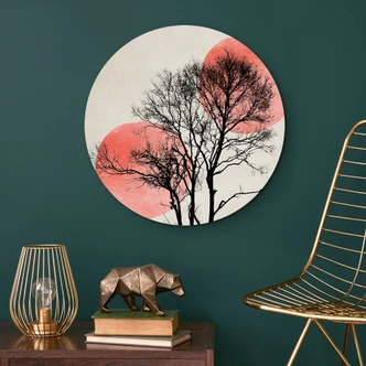 Alu-Dibond Wall Circle Kubistika - Sun, Moon and Trees 