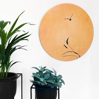 Alu-Dibond Wall Circle Kubistika - Sunrise Bird 