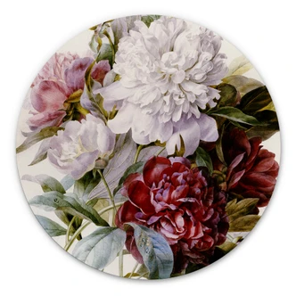 Alu-Dibond Wall Circle Redouté - Bouquet of Flowers 