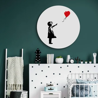Alu-Dibond Wall Circle Banksy - Girl with the Red Balloon 