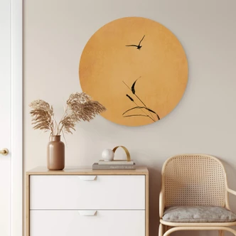 Alu-Dibond Wall Circle Kubistika - Sunrise Bird 