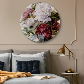Alu-Dibond Wall Circle Redouté - Bouquet of Flowers 