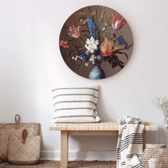 Alu-Dibond Wall Circle van der Ast - Flowers in a Wan-Li Vase 