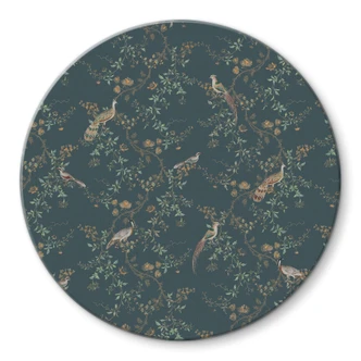 Glass Wall Art Exotic Birds in the Forest - Bloomery Decor - Round 