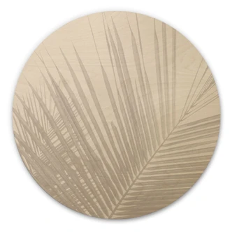 Linen-look Wood Print Palm Leaves - Bloomery Decor - Round 