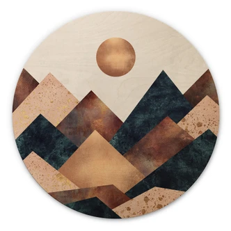 Wall Circle Wood Fredriksson - Abstract Mountains in Autumn 