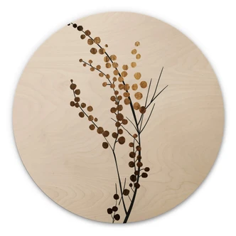 Wall Circle Wood Kubistika - Golden Branch 