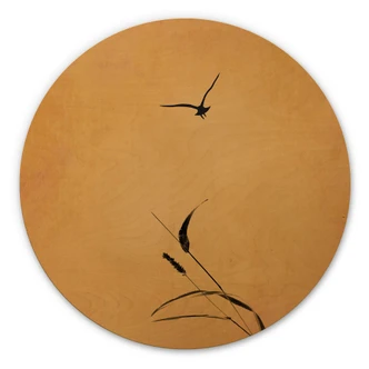 Wall Circle Wood Kubistika - Sunrise Bird 