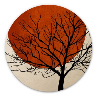 Wall Circle Wood Kubistika - Warm Sunset 