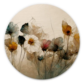 Wall Circle Wood Treechild - Bouquet of Dried Flowers 