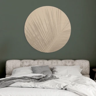 Linen-look Wood Print Palm Leaves - Bloomery Decor - Round 