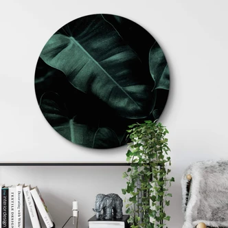 Wall Circle Wood Kubistika - Jungle Leaves 
