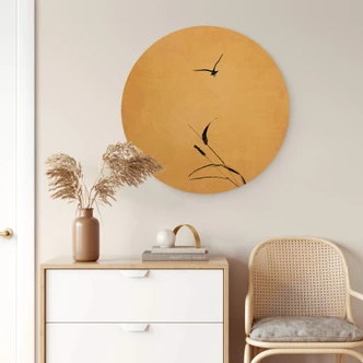 Wall Circle Wood Kubistika - Sunrise Bird 