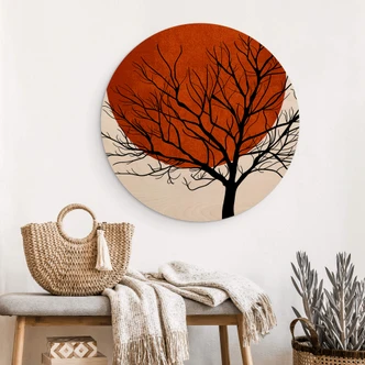 Wall Circle Wood Kubistika - Warm Sunset 