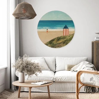 Wood Print Vacation by the sea with dune view - Rivers - Round 