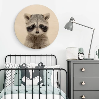 Wall Circle Wood Sisi & Seb - Baby Raccoon 