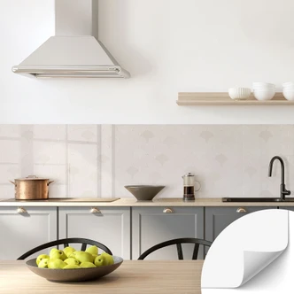 Self-adhesive kitchen splashback Abstract semicircles in soft beige - Bloomery Decor 